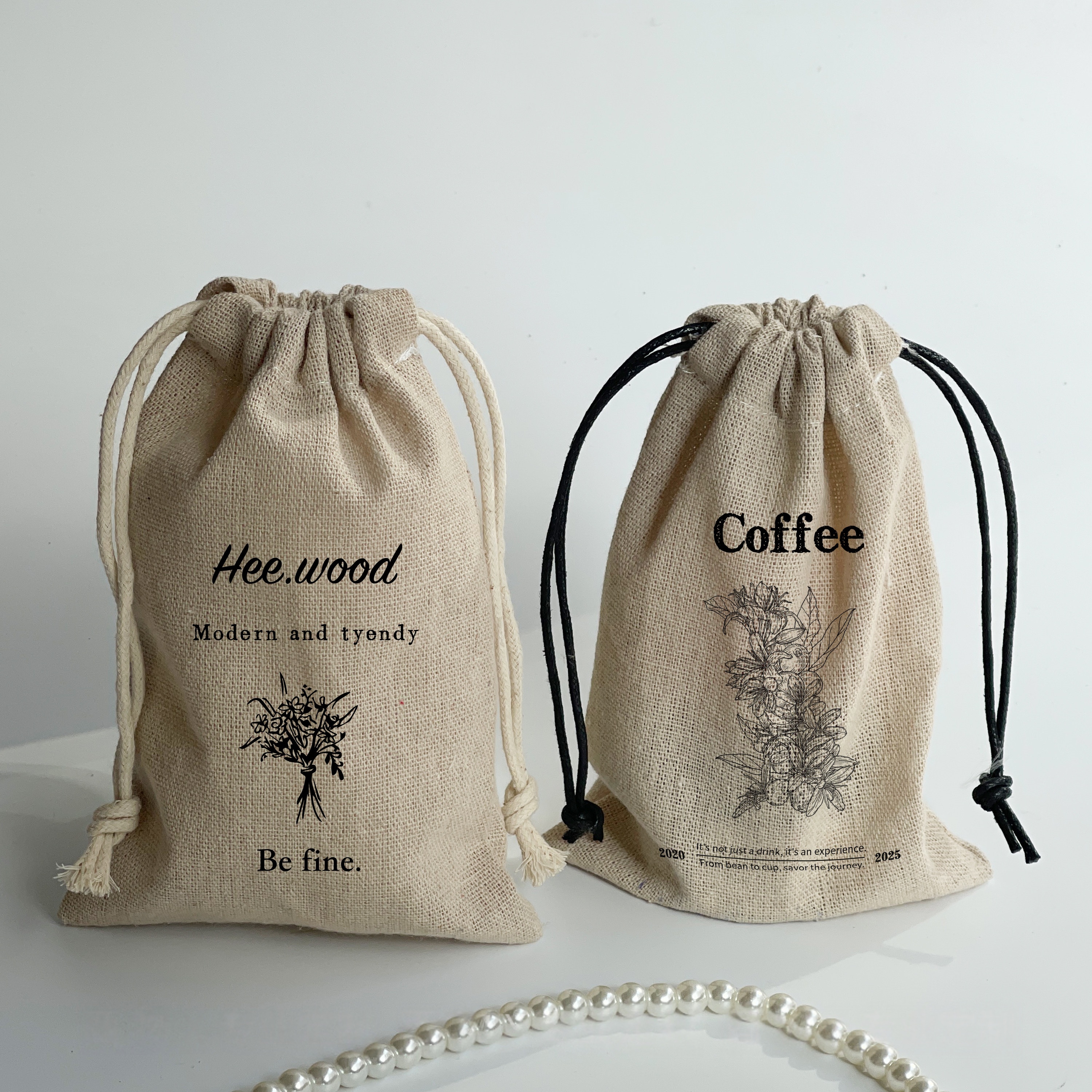 Linen Bag Bulk - Custom Linen Drawstring Bags with Personalized
