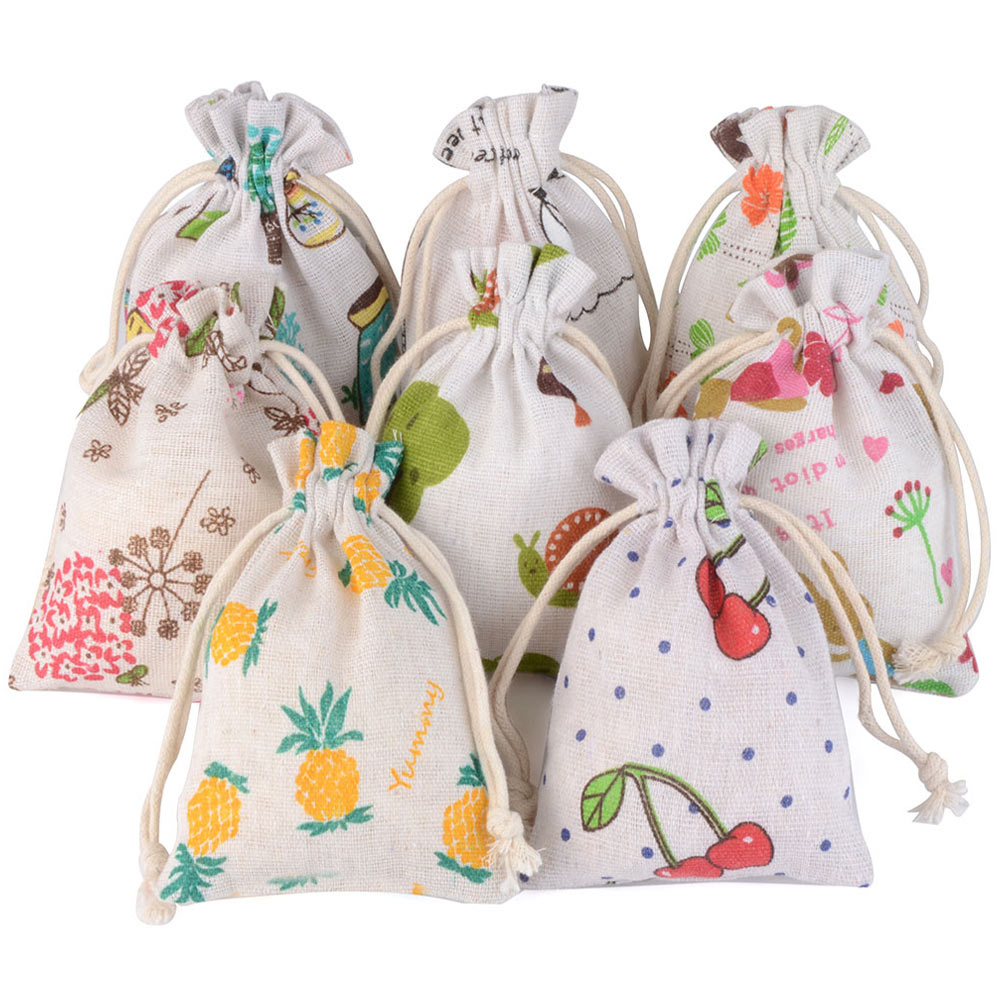 Linen Bag Bulk - 10pcs/lot 10x14cm Linen Cotton Bag Lovely