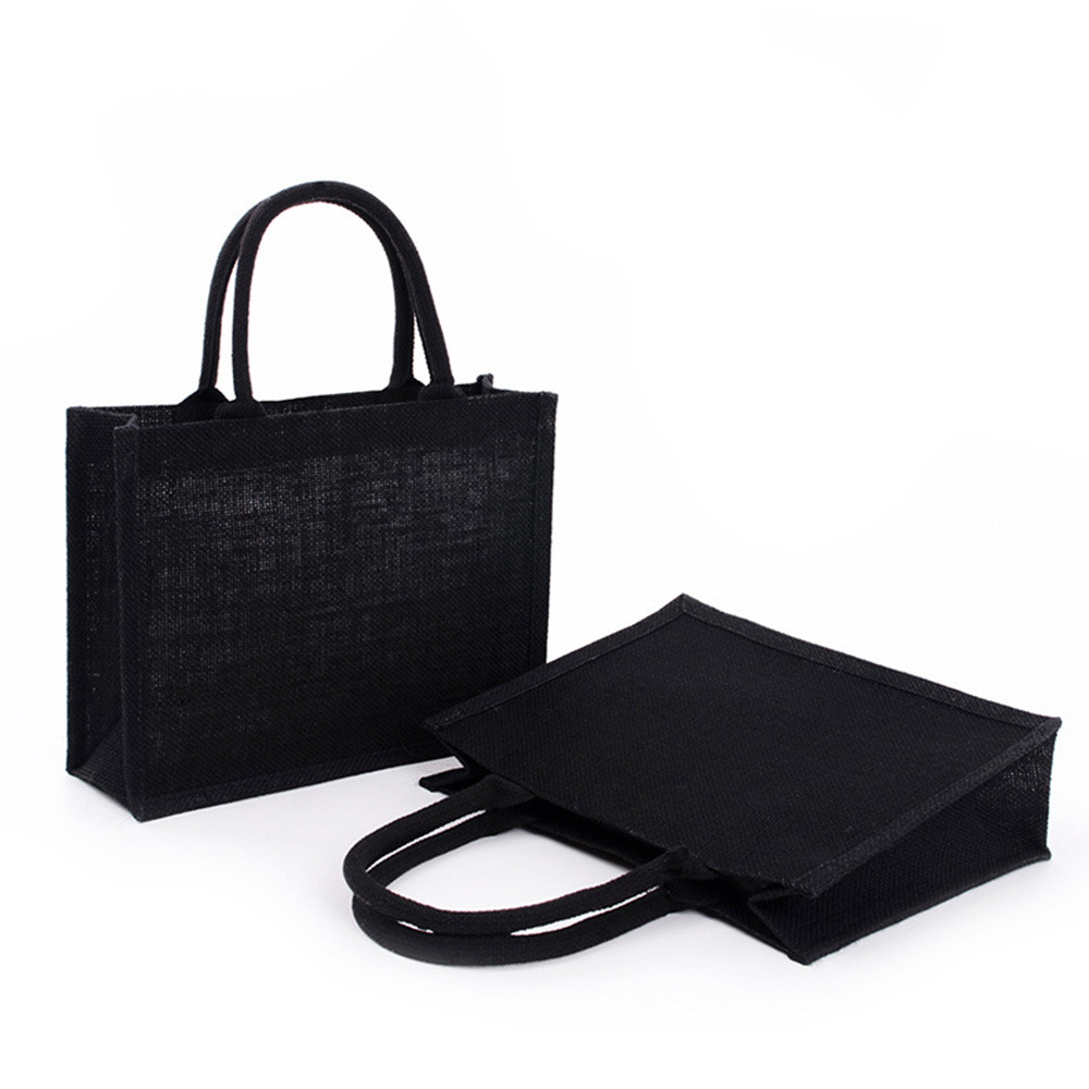 Linen Bag Bulk - Vintage Linen Black Tote Bag for