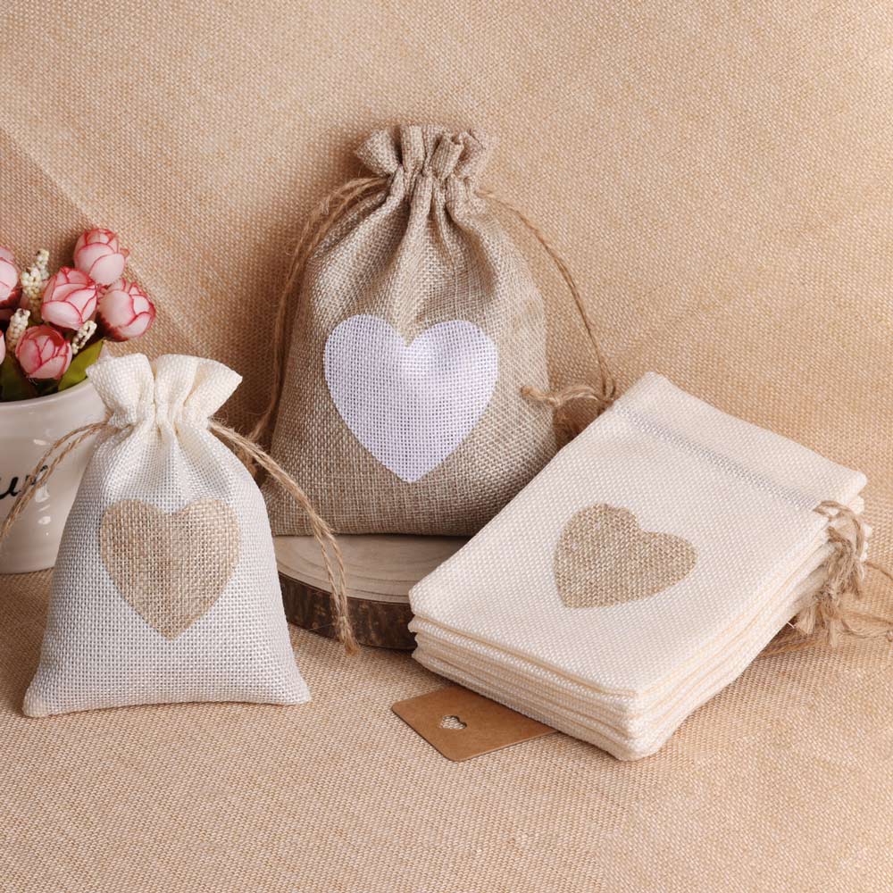5pcs/lot Heart Linen Jewelry B – Linen Bag Bulk Bewertung und Preis