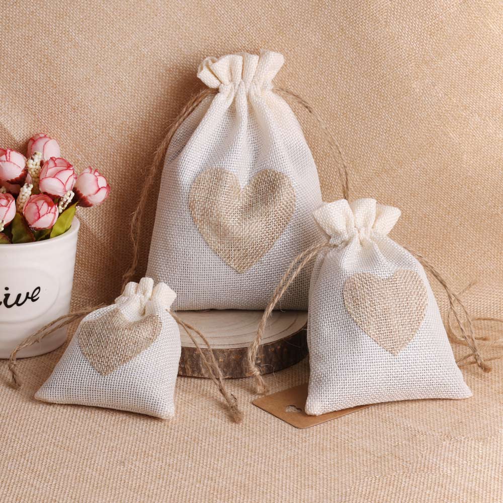 5pcs/lot Heart Linen Jewelry B – Linen Bag Bulk Bewertung und Preis