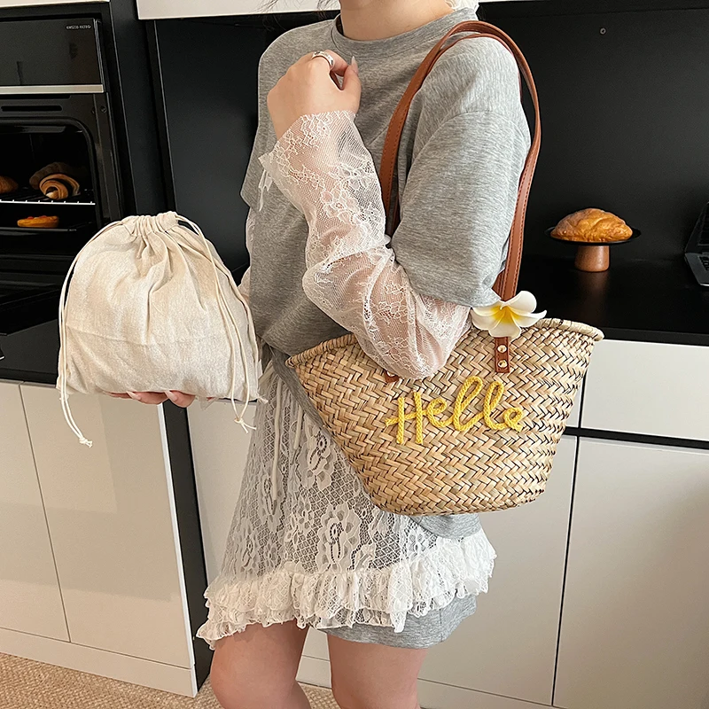 Casual Wicker Woven Basket Bag – Linen Bag Bulk Bewertung und Preis